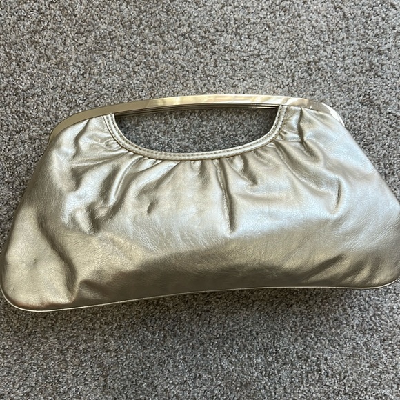 Express Gold Faux Leather Clutch - Picture 1 of 7